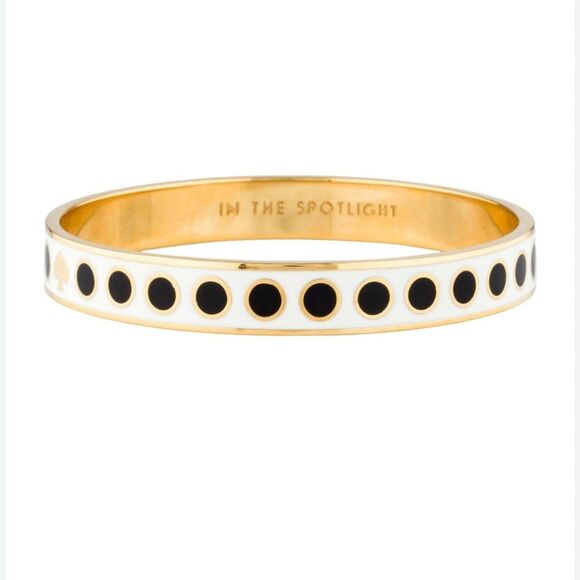 Kate Spade In The Spotlight Cream Black Gold Circle Bangle Bracelet - Picture 1 of 6